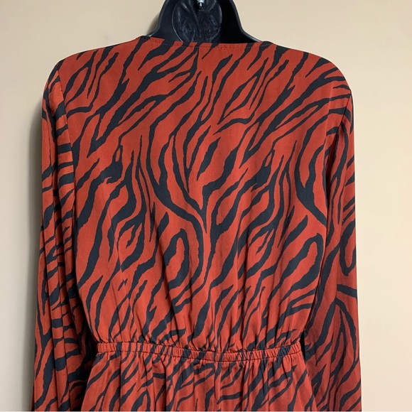 Express Rust Orange Zebra Print Ruffle Dress - Picture 4 of 10